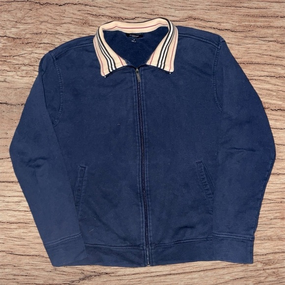 Vintage Burberry London Nova Striped Zip Sweater